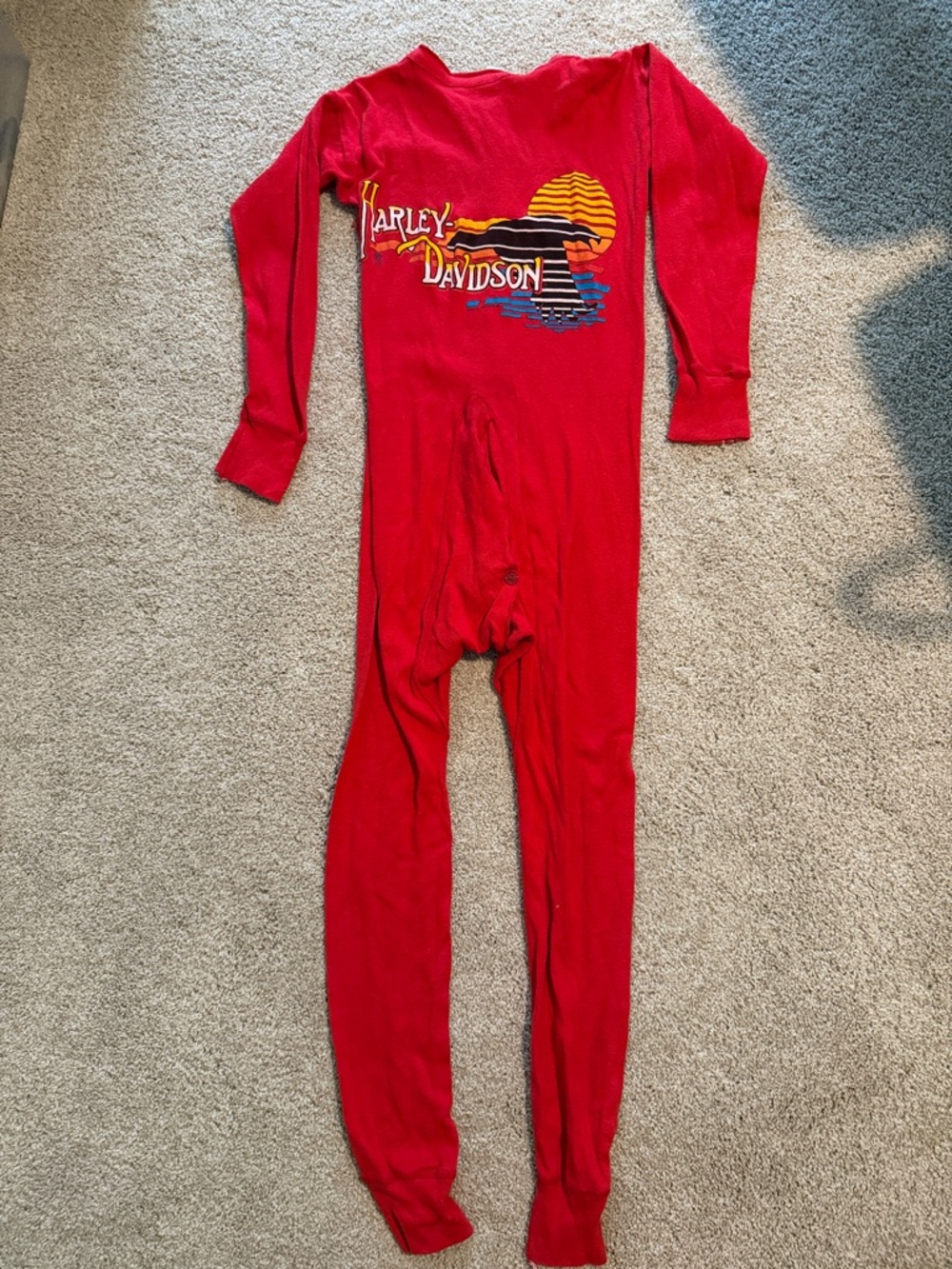 Harley-Davidson Vintage 1988 Red Women’s  One-Piece Footed Long underwear